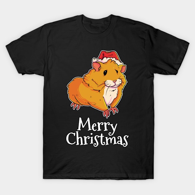 Merry Christmas Hamster Santas Hat Hamster T-Shirt by TheTeeBee